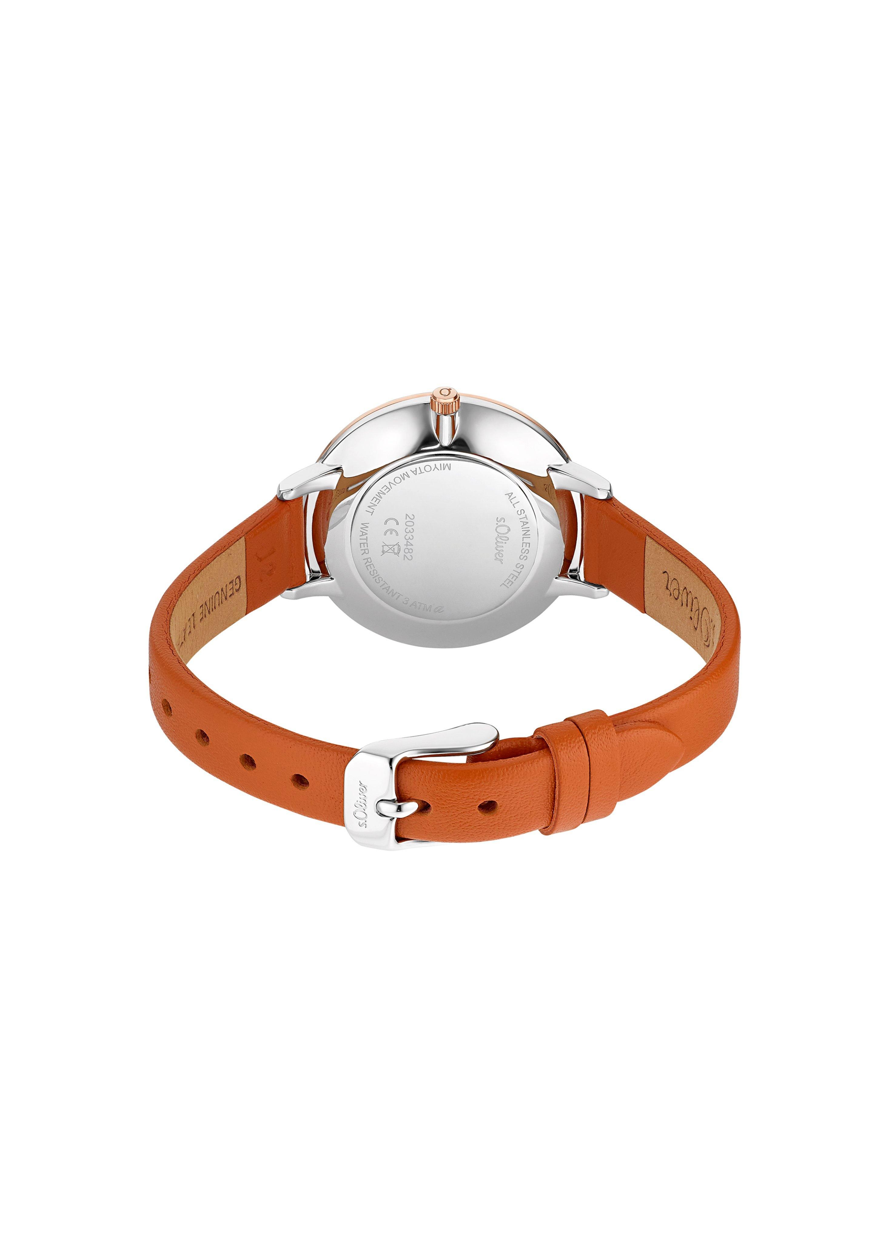 Armbanduhr mit elegantem Lederarmband  6006325-85B0