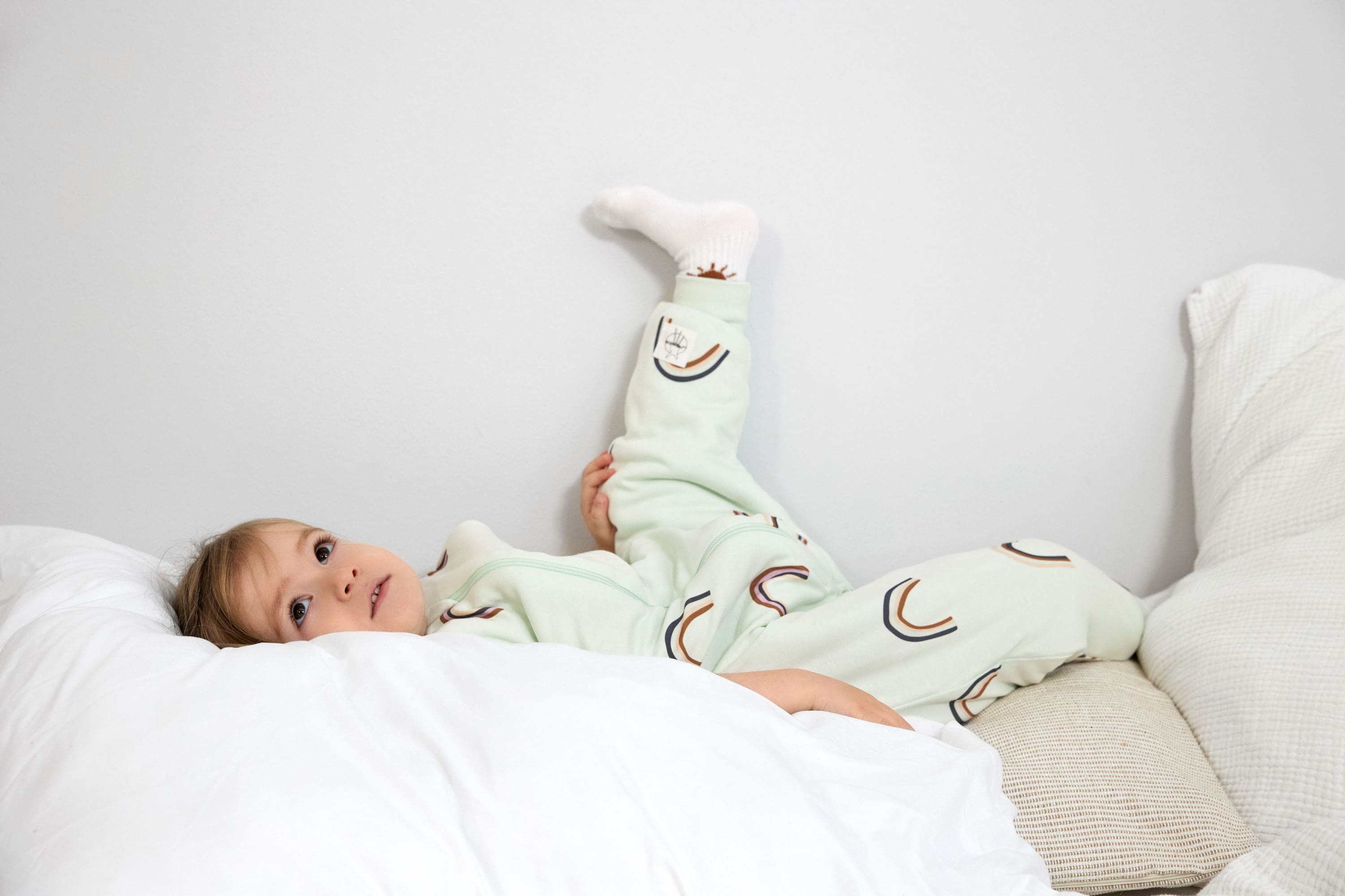 Kinder Schlafoverall 2,5 TOG - Regenbogen, Mint