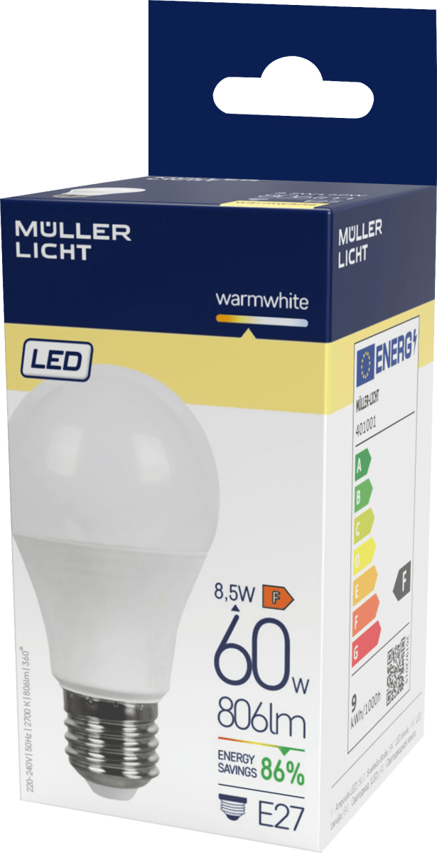 LED Birne 8,5W 60W 220-240V E27 806lm, 1 St
