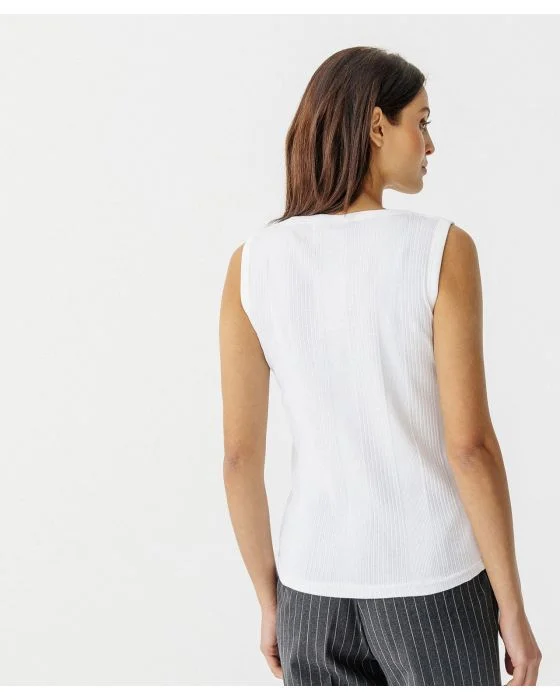 Tee-shirt pur coton côtes placées