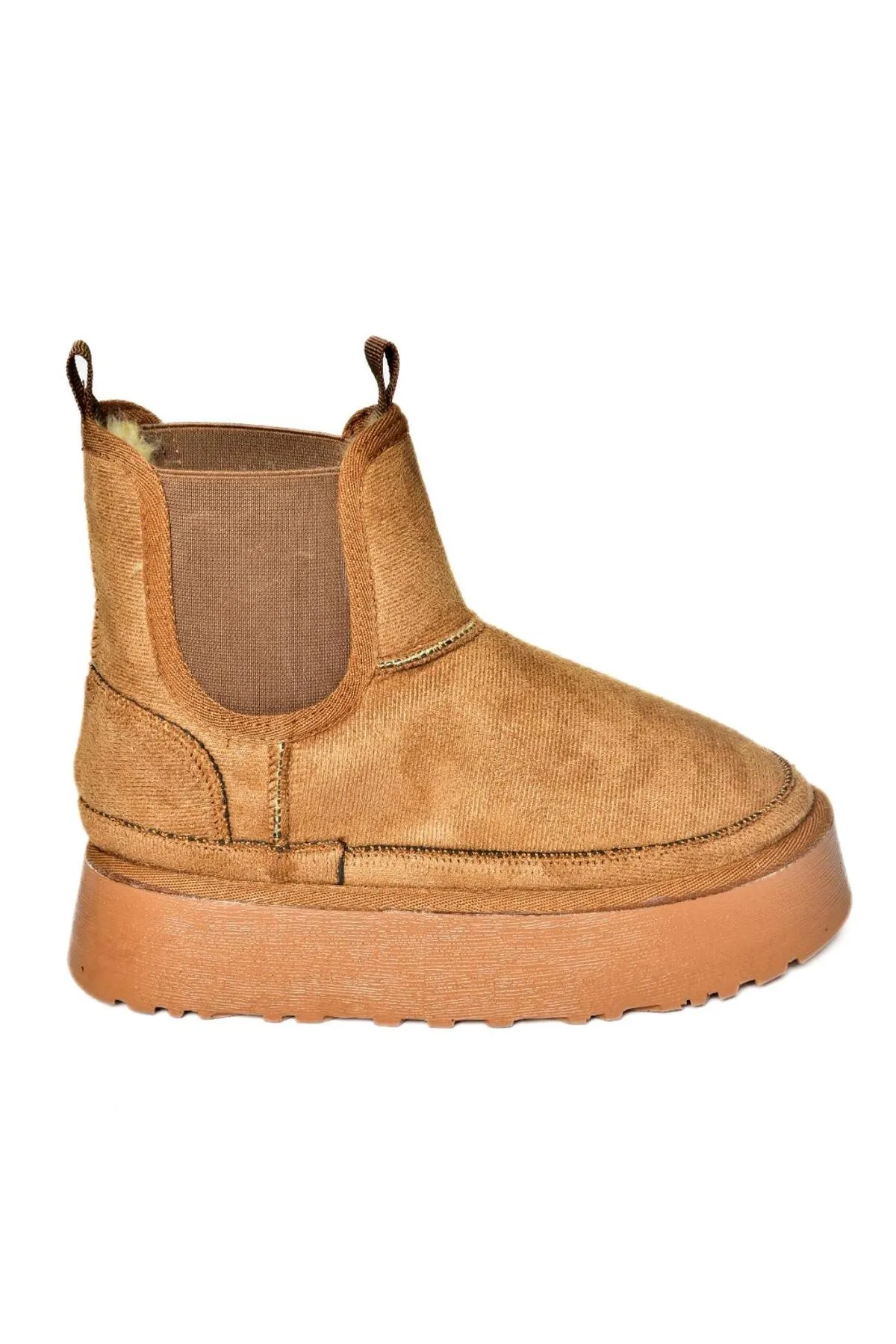 Fox Shoes  R612055302 Halbhohe Damenstiefel aus hellbraunem Wildleder mit dicker Sohle und haariger Innenseite