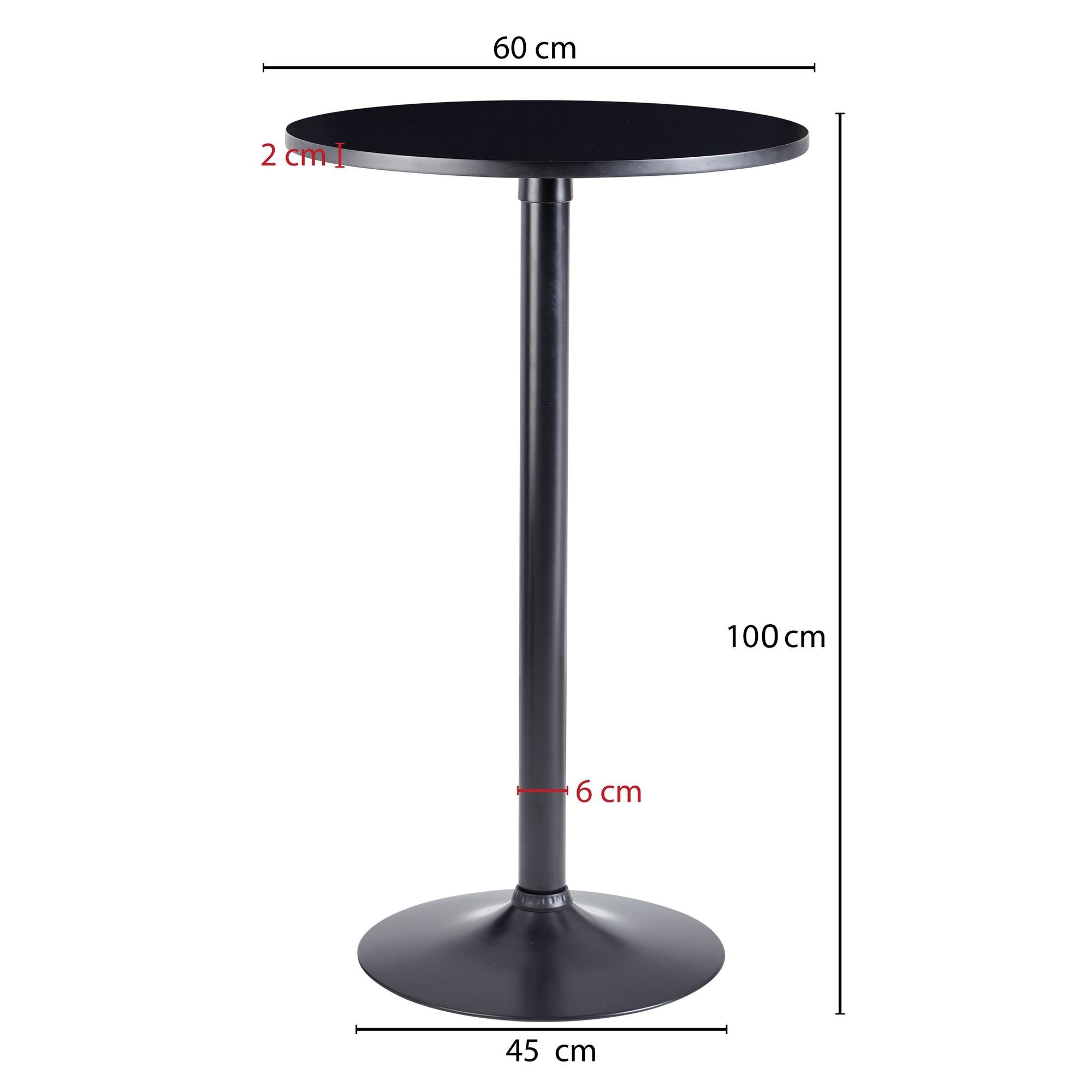FINEBUY Bartisch FB58352 (Stehtisch Schwarz Ø 60 cm Metall / Holz Rund), Partytisch 100 cm Hoch, Bistrotisch Messetisch