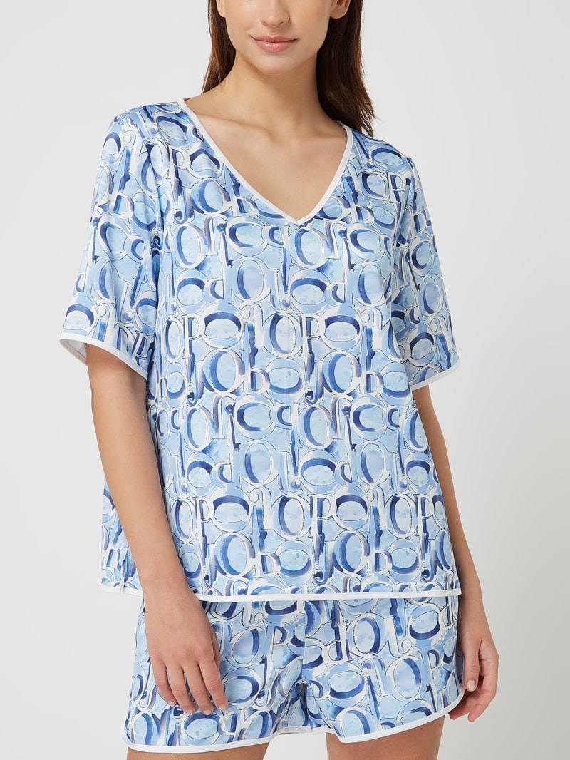 Pyjama-Oberteil mit Logo-Muster in bleu