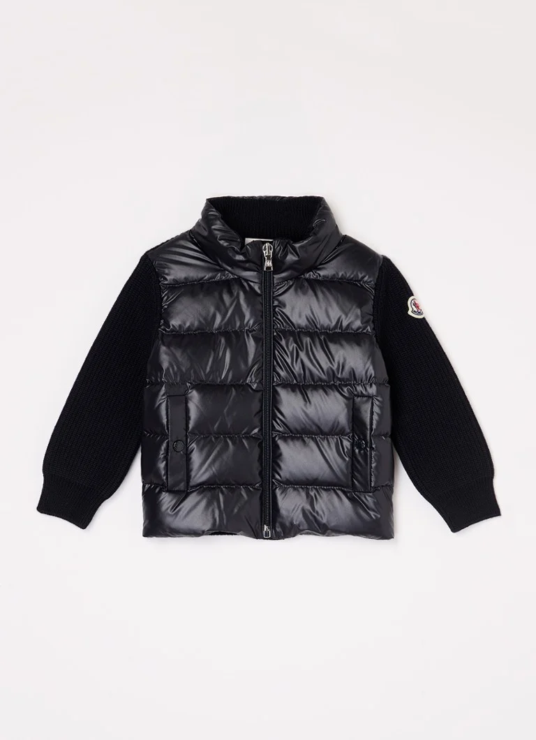 Cardigan Moncler in maglia grossa con parte frontale trapuntata, in misto lana