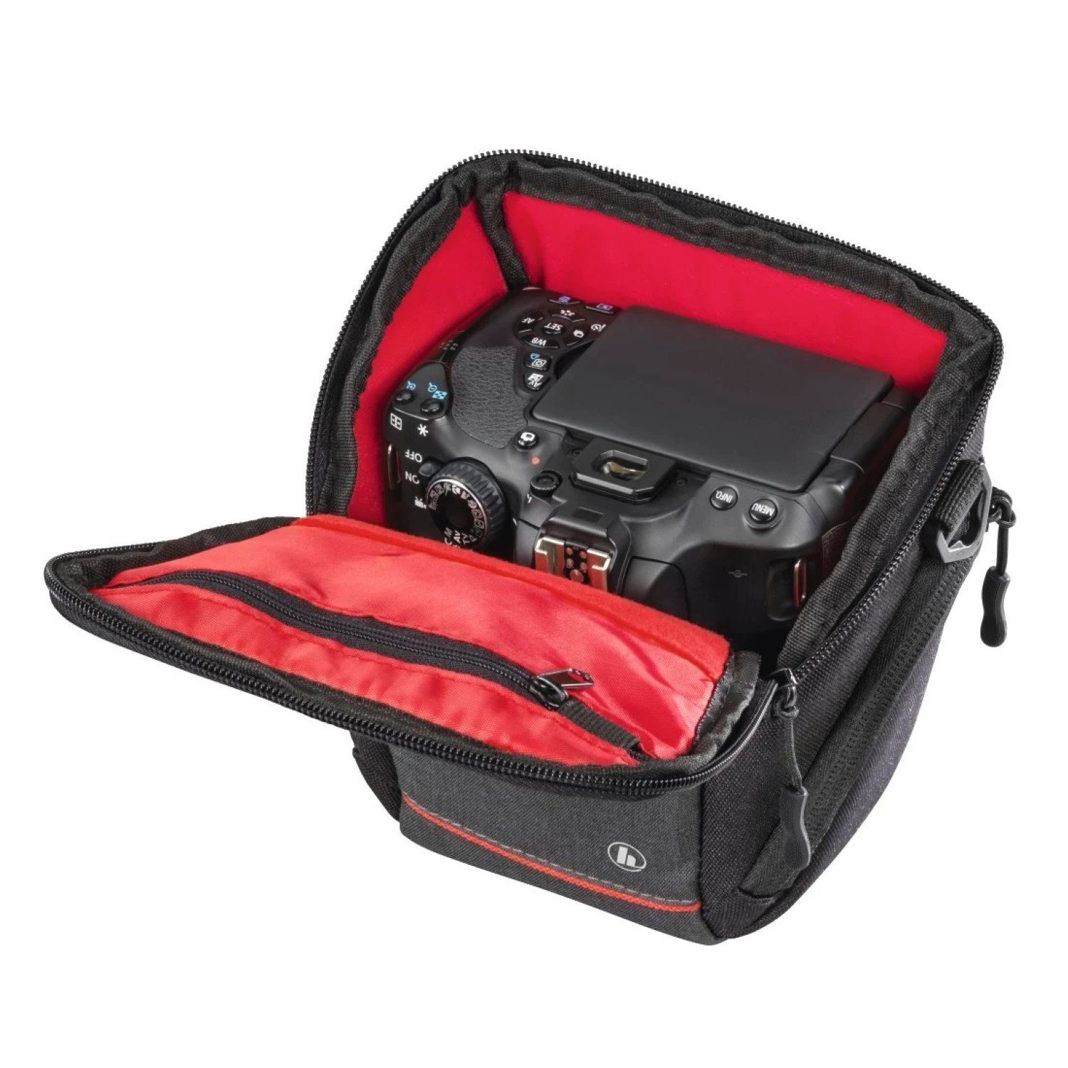 Hama Kameratasche Kamera-Tasche Sambia 110 Foto-Tasche Universal, Case Schultergurt Tragegriff Zubehör-Fächer Systemkamera Digitalkamera