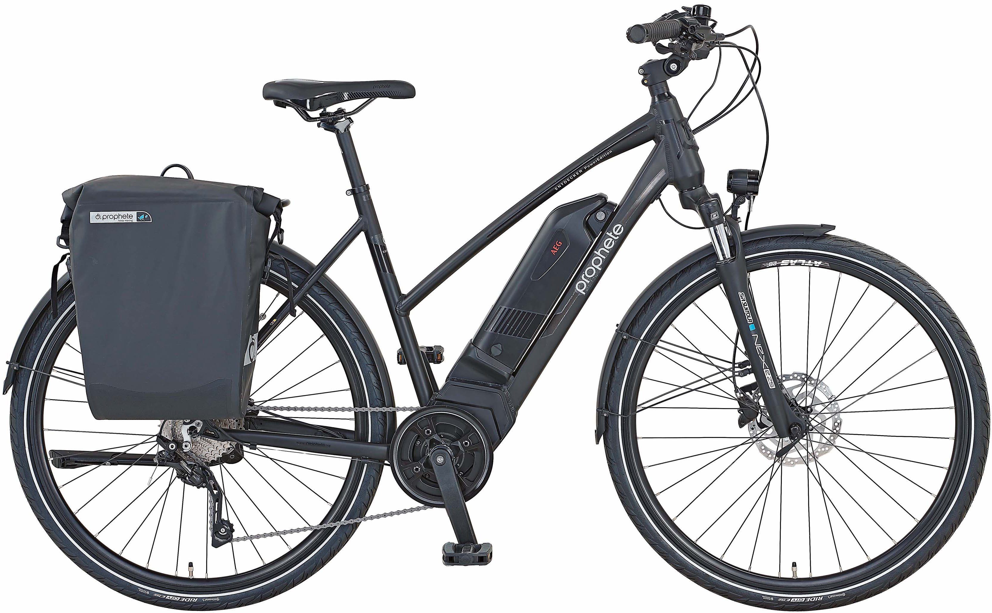 Prophete E-Bike Entdecker PowerEdition, 10 Gang Shimano Deore Schaltwerk, Kettenschaltung, Mittelmotor, 672 Wh Akku, (mit Seitentasche)