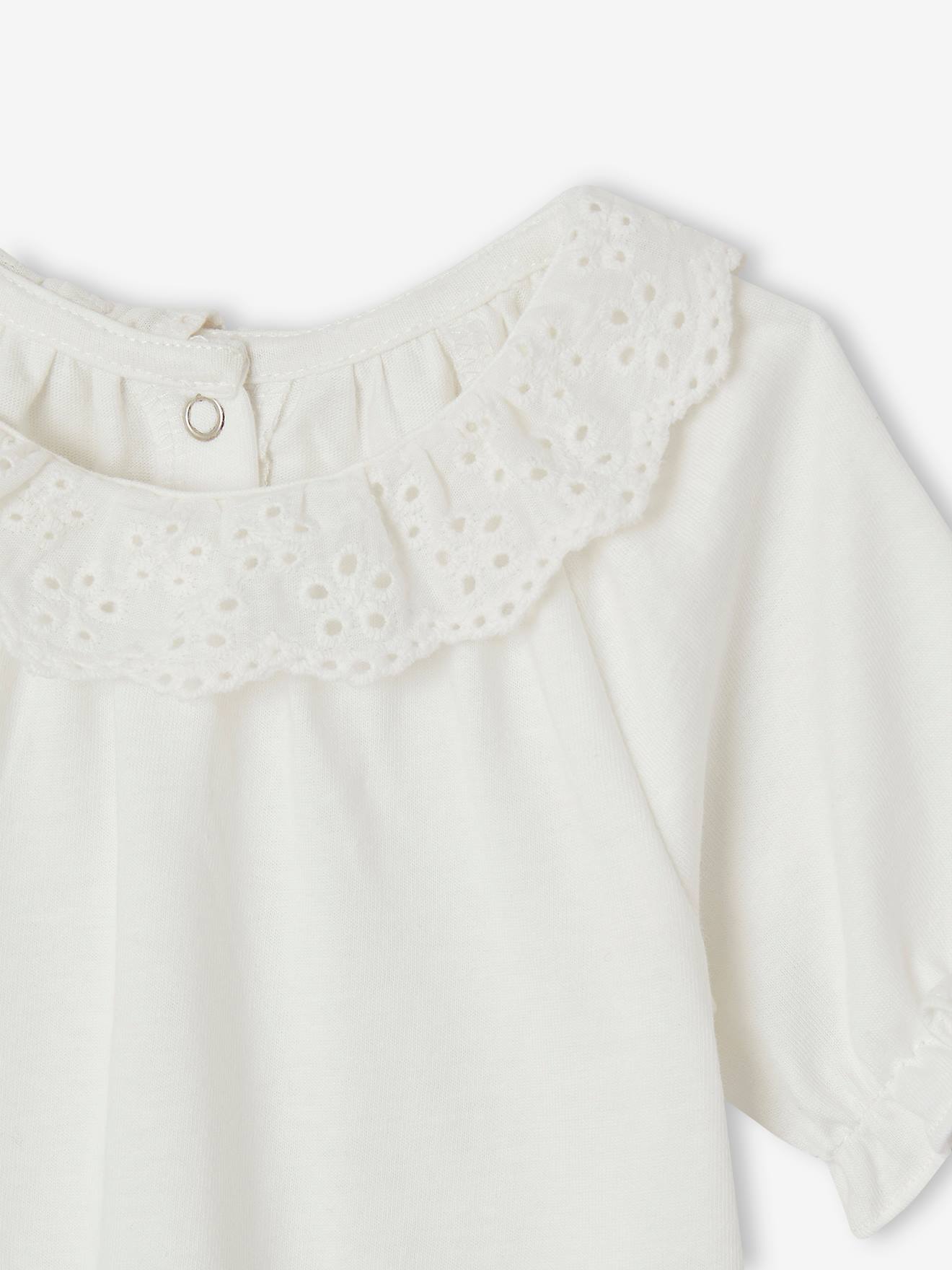 Vertbaudet Baby T-Shirt mit Kragen Oeko-Tex - wollweiß
