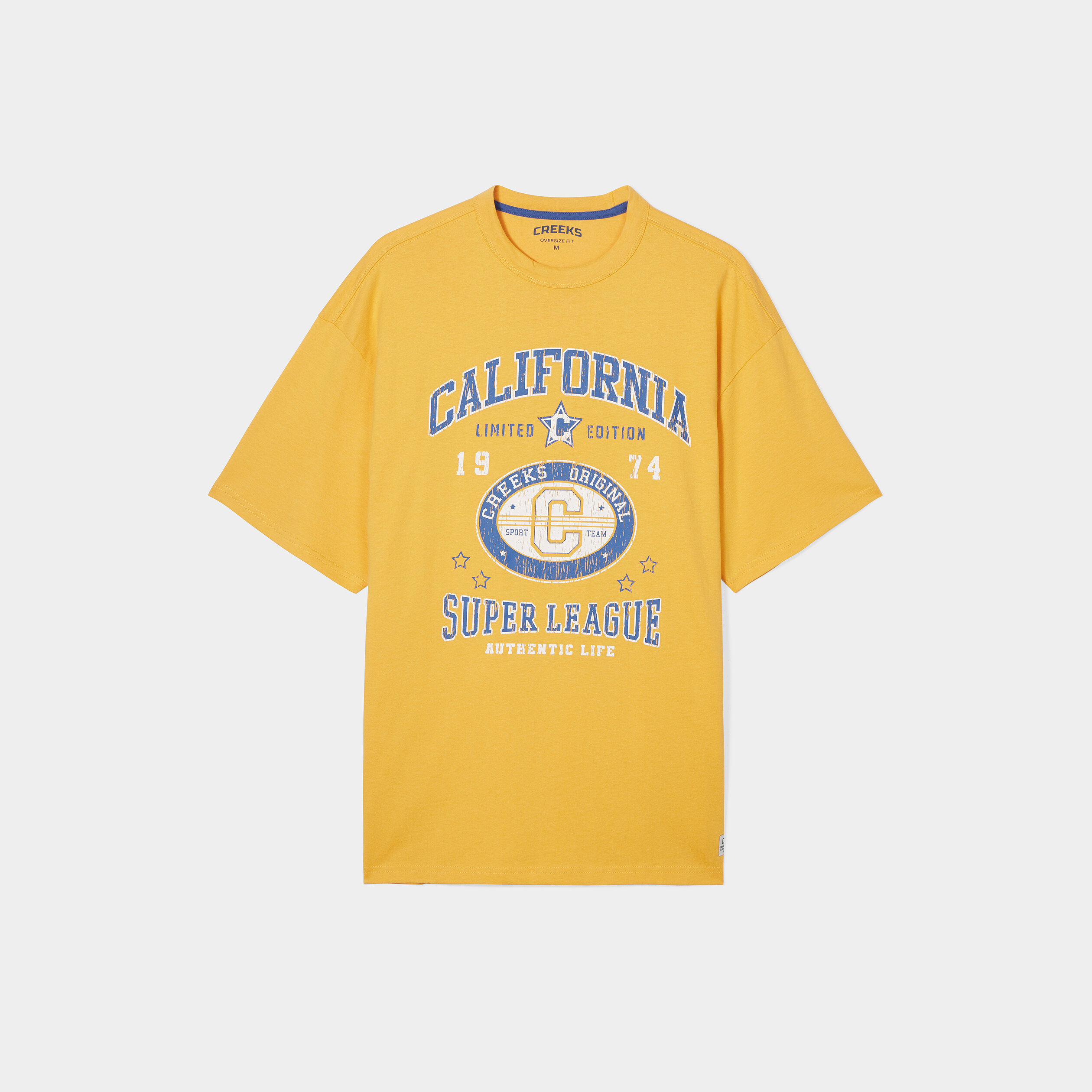 T-shirt oversize manches courtes Creeks jaune or homme | La Halle