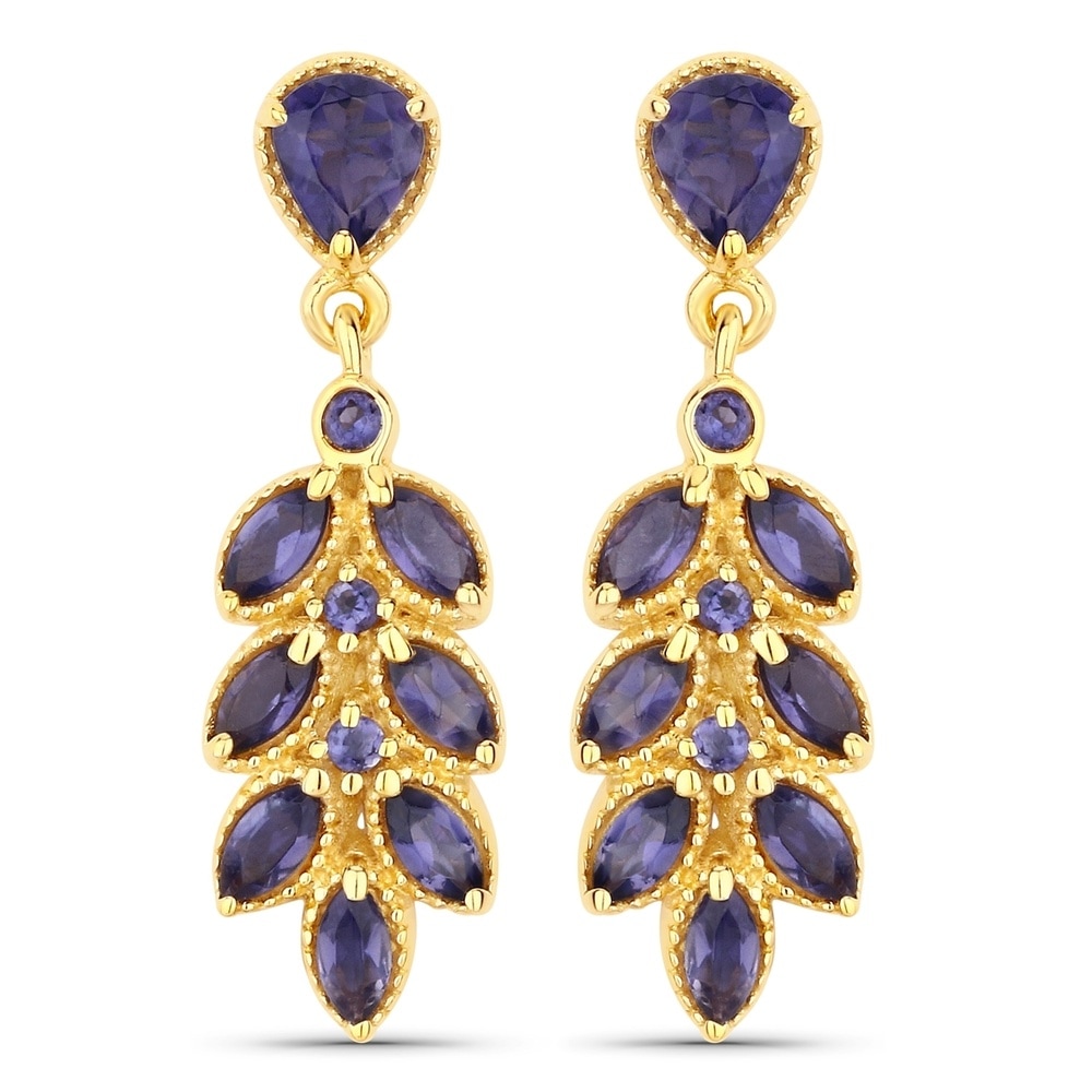 Rafaela Donata Boucles doreilles Argent sterling Iolite en Or jaune Bijoux