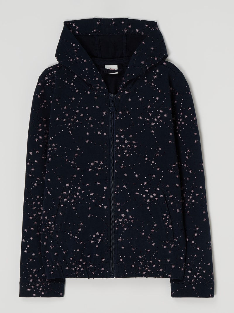 Sweatjacke mit Allover-Muster in marineblau