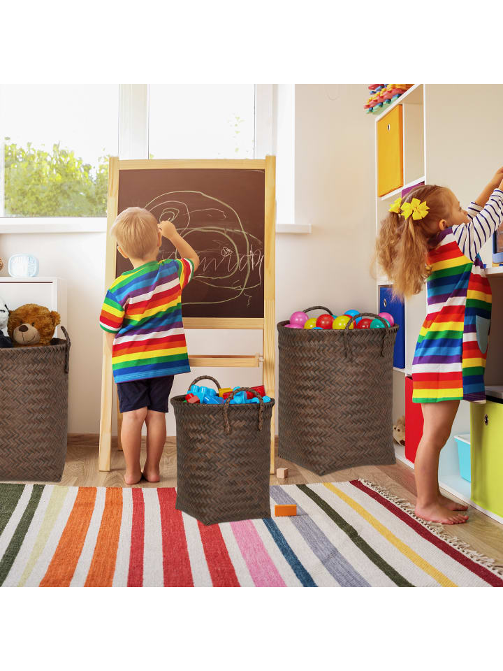 relaxdays 3tlg. Wäschekorb Set in Weiß/ Grau günstig kaufen onesize