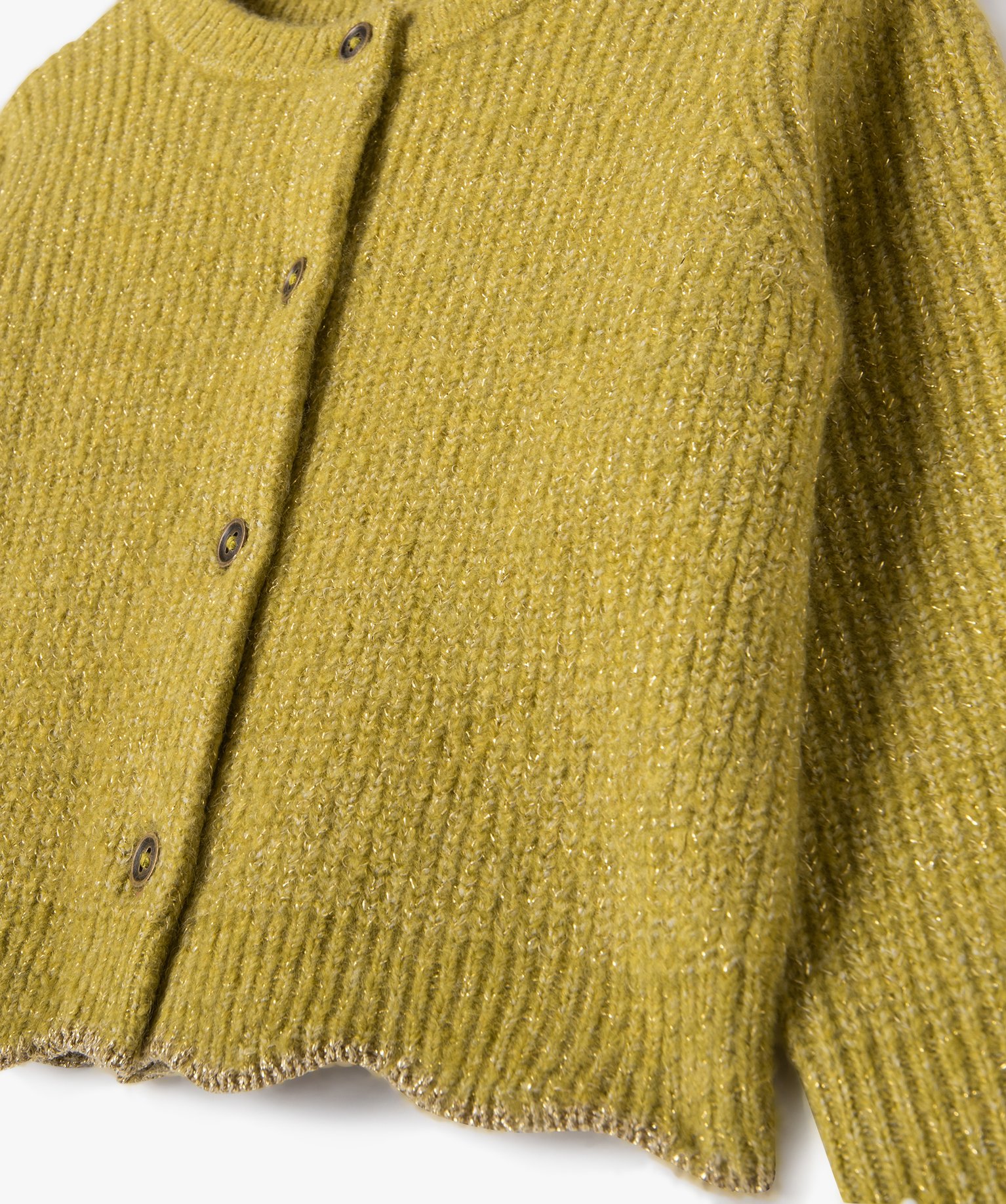 Gilet en grosse maille pailletée et finition fantaisie béb... vert | GEMO