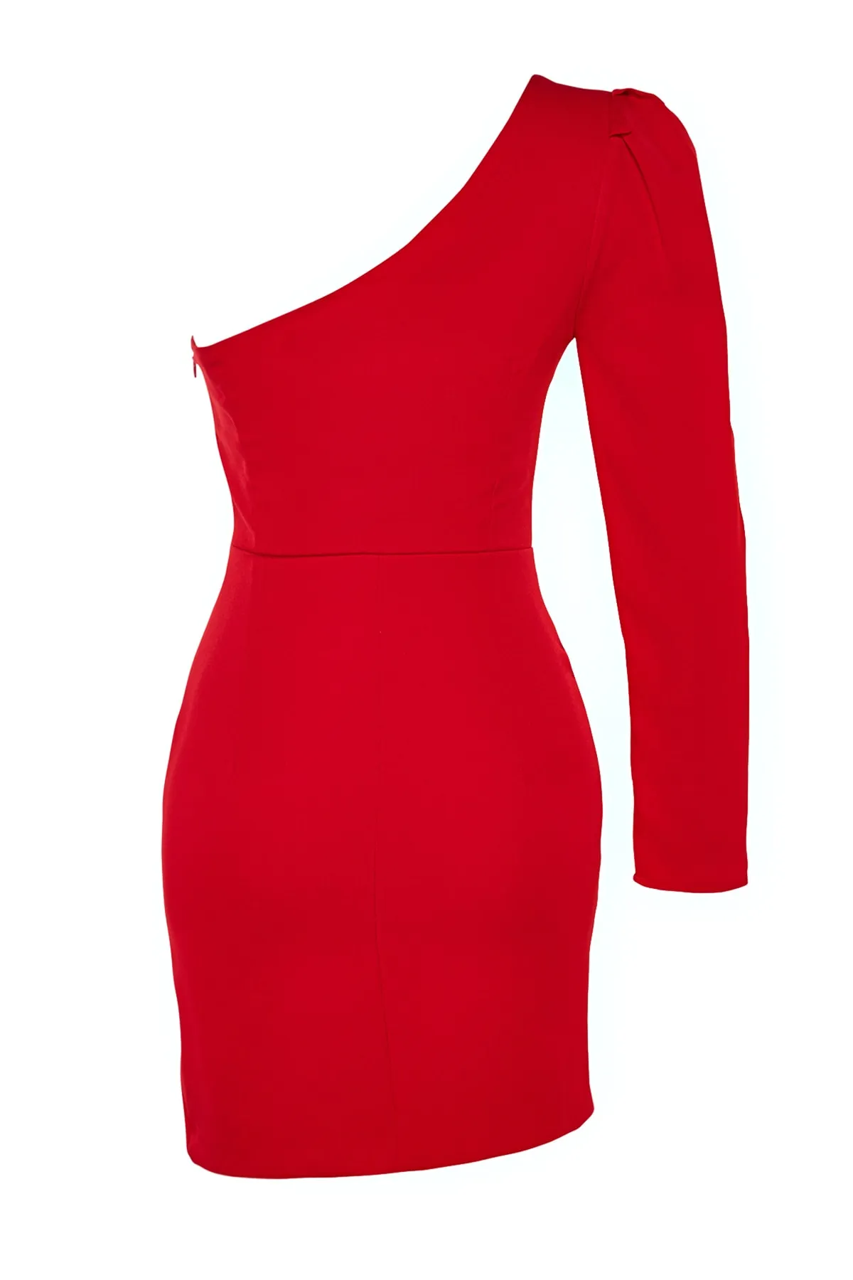 Trendyol Collection  Rotes, tailliertes Webkleid TPRAW24EL00094