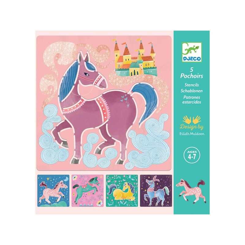 5 pochoirs Chevaux