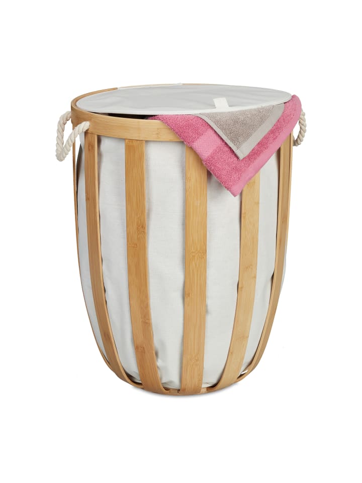 relaxdays Wäschekorb in Natur/ Beige - (H)55 x Ø 45 cm günstig kaufen onesize