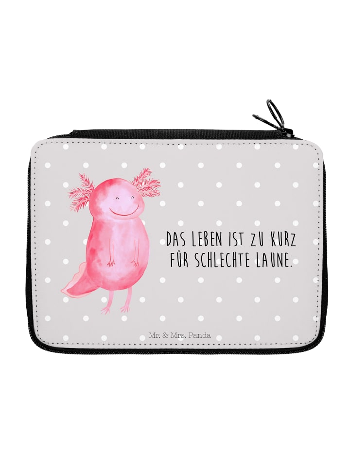 Mr. & Mrs. Panda Federmappe Axolotl Glücklich mit Spruch in Grau Pastell günstig kaufen onesize