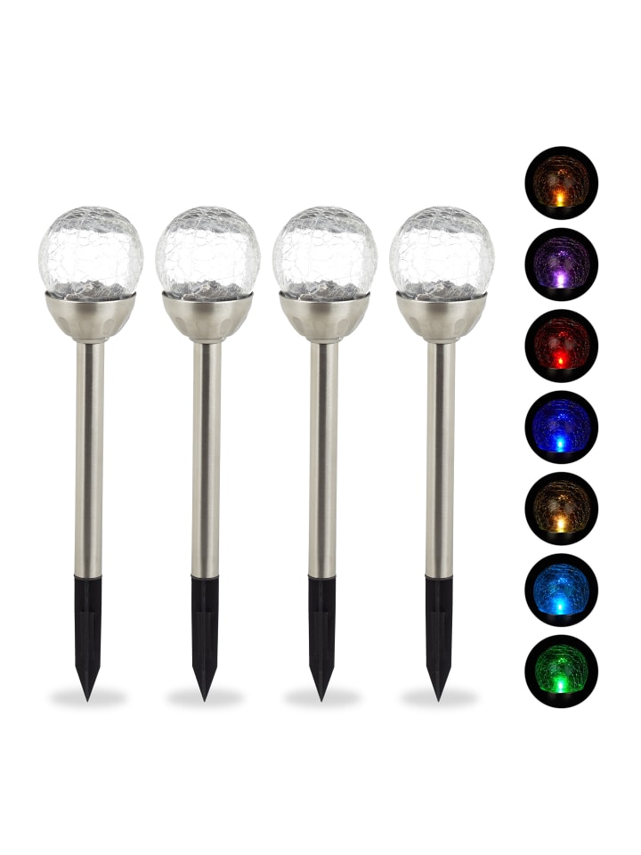 relaxdays 4x Gartenleuchte in Silber günstig kaufen onesize