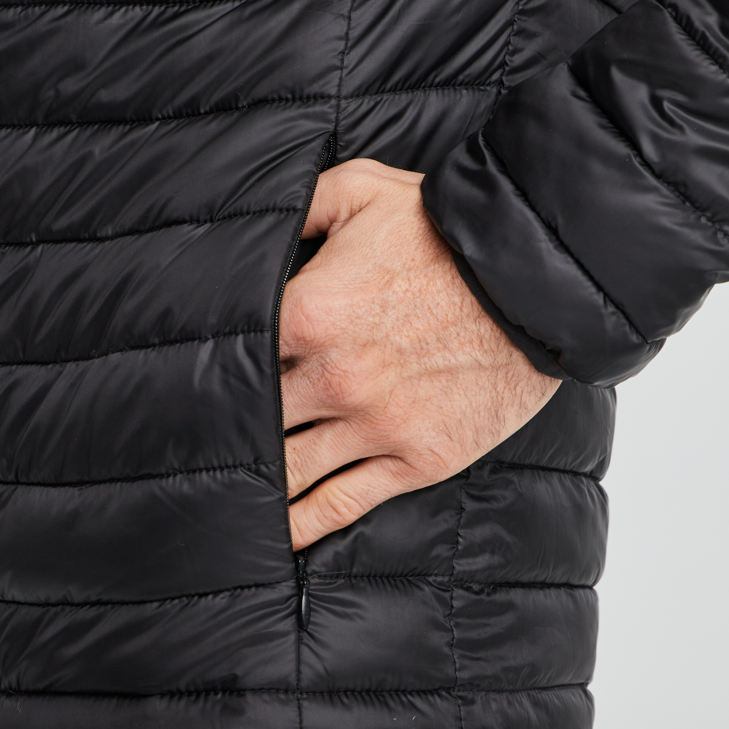 Doudoune légère droite à capuche noir homme | La Halle