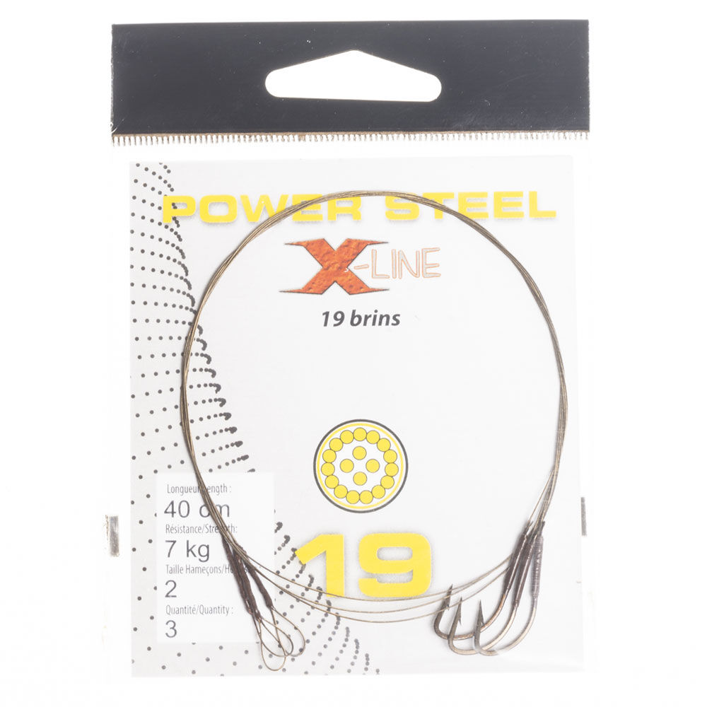 X-Line Power Steel predvez za ribolov grabežljivaca od 19 niti, 40 cm + jedna udica (x3)