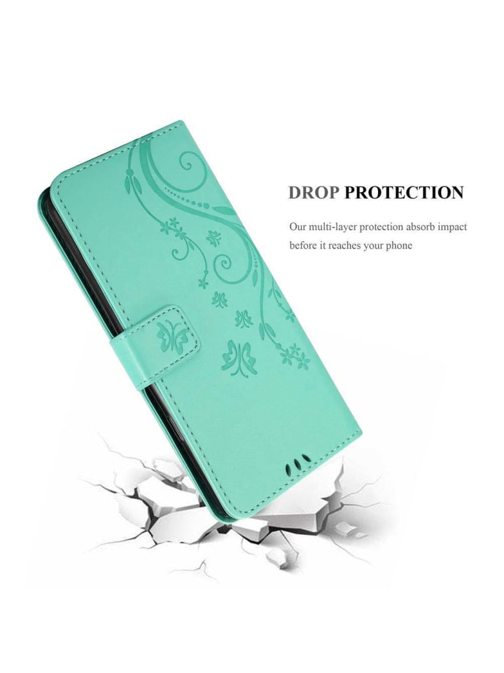 cadorabo Hülle für Samsung Galaxy M20 Blumen Design in FLORAL TÜRKIS günstig kaufen onesize