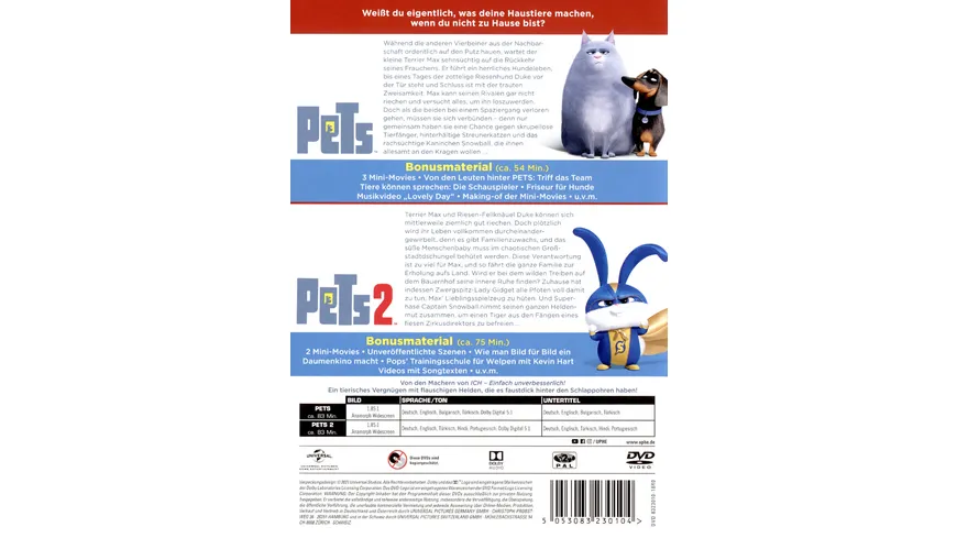Pets Doppelpack: Pets 1 & Pets 2 [2 DVDs]