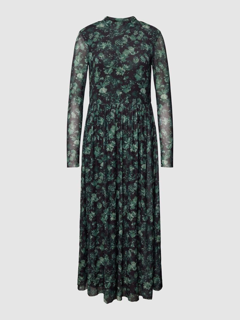 Maxikleid aus Mesh mit floralem Muster in bottle