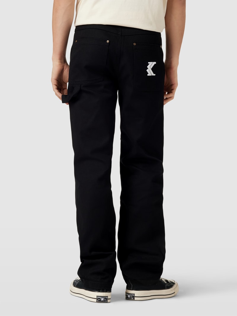 Stoffhose mit Label-Details Modell 'Woven' in black