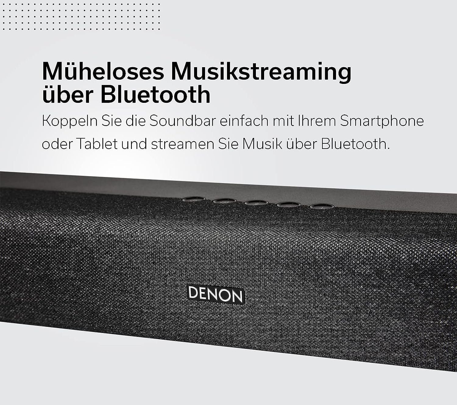 Denon DHT 2.1 TV Soundbar mit Subwoofer, Bluetooth, HMDI ARC, Dolby Atmos Stereo 2.1 Soundsystem (Bluetooth, Surround System, Heimkino, Lautsprecher, Heimkinosystem, Dolby)