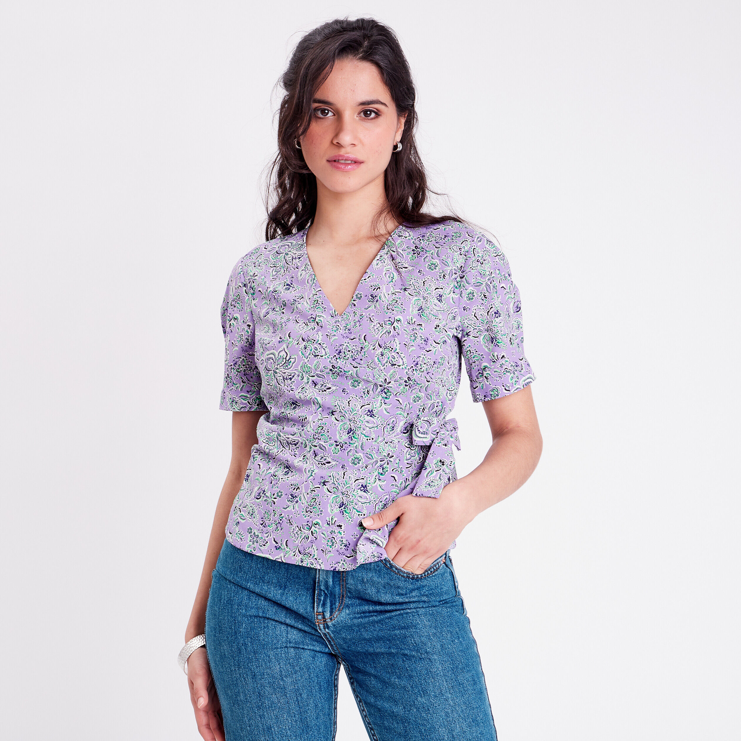 Blouse manches courtes violet femme | Cache Cache