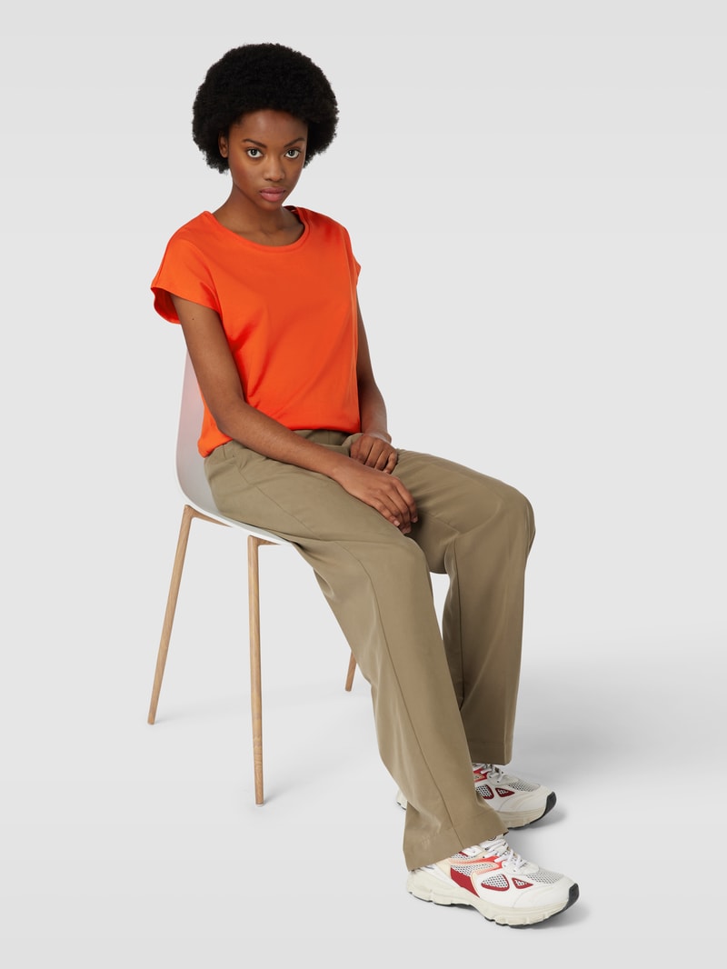 T-Shirt mit Rundhalsausschnitt in dunkel orange