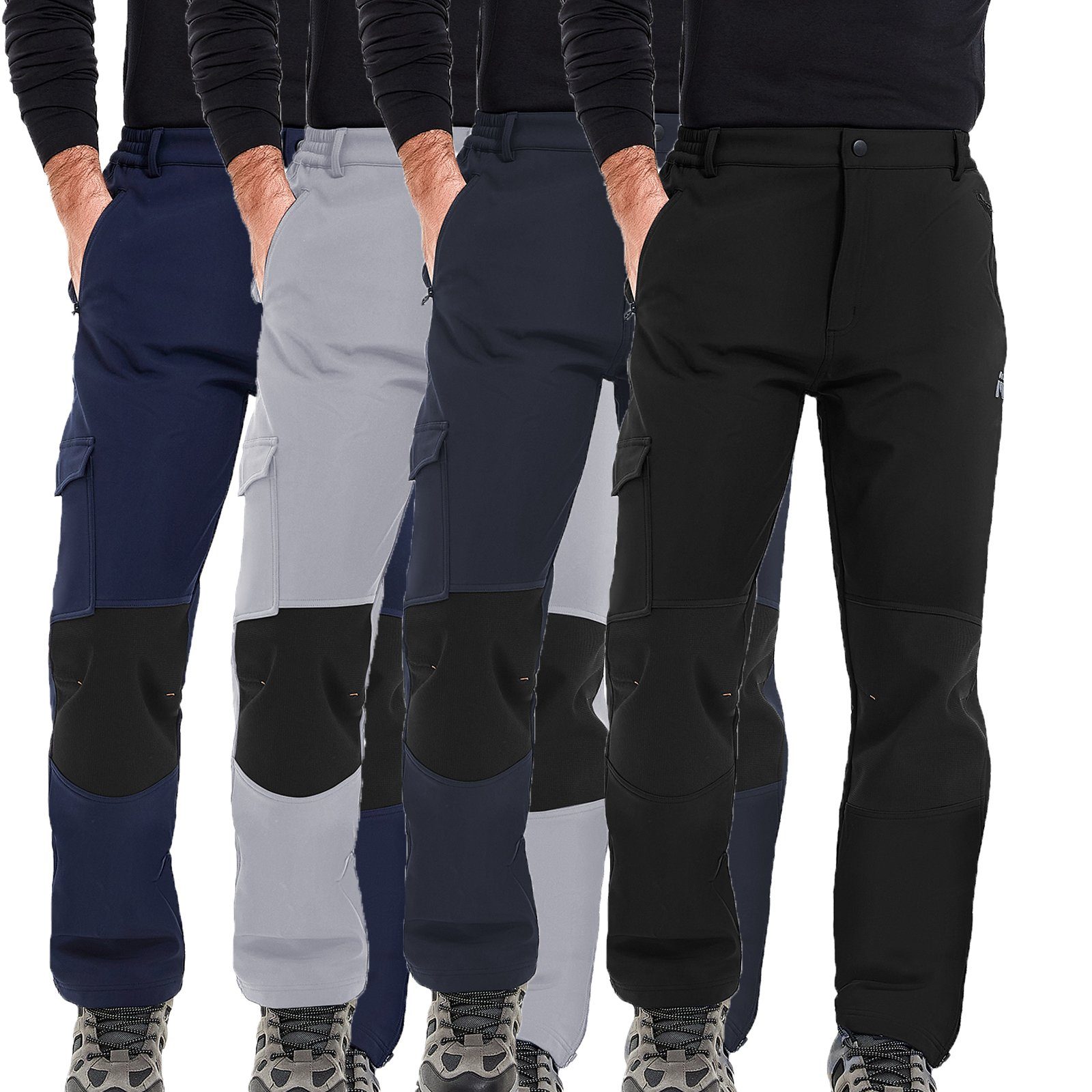 MEETYOO Outdoorhose Herren Trekkinghose Thermo Wanderhose Snowboardhose (Fleece Softshellhose, Radlerhose, Sports Hose, Cargohose) Skifahren, Snowboarden, Camping, Radfahren