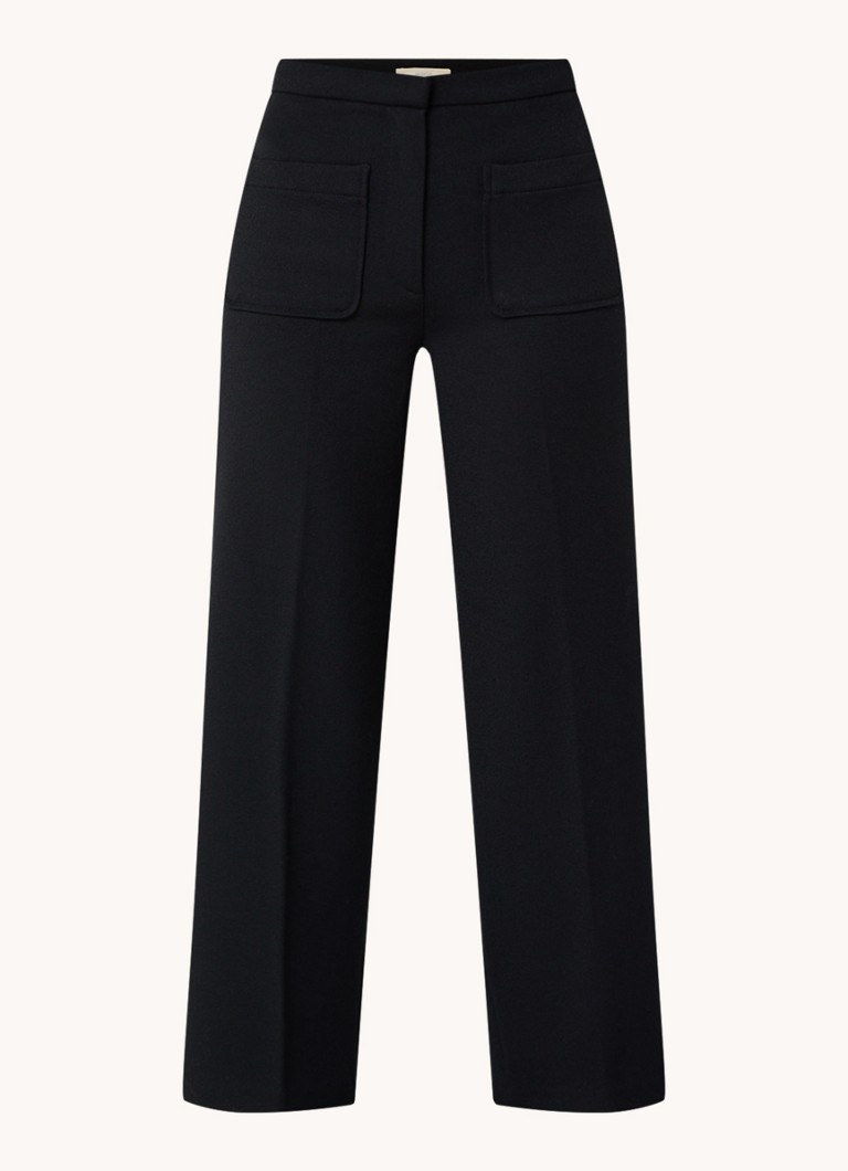 Sessùn Alberwool high waist straight fit cropped trousers with patch pockets