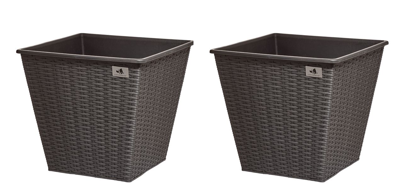 Weles Pflanzkübel aus Polyrattan 2er Set 41,5 x 41,5 x 38 cm, anthrazit