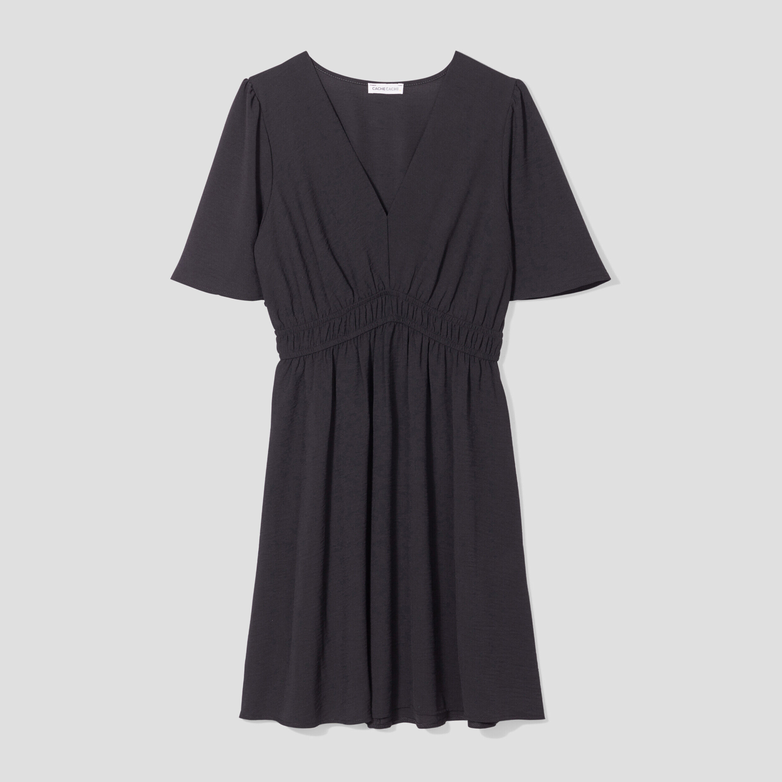 Robe évasée fluide élastiquée noir femme | Cache Cache