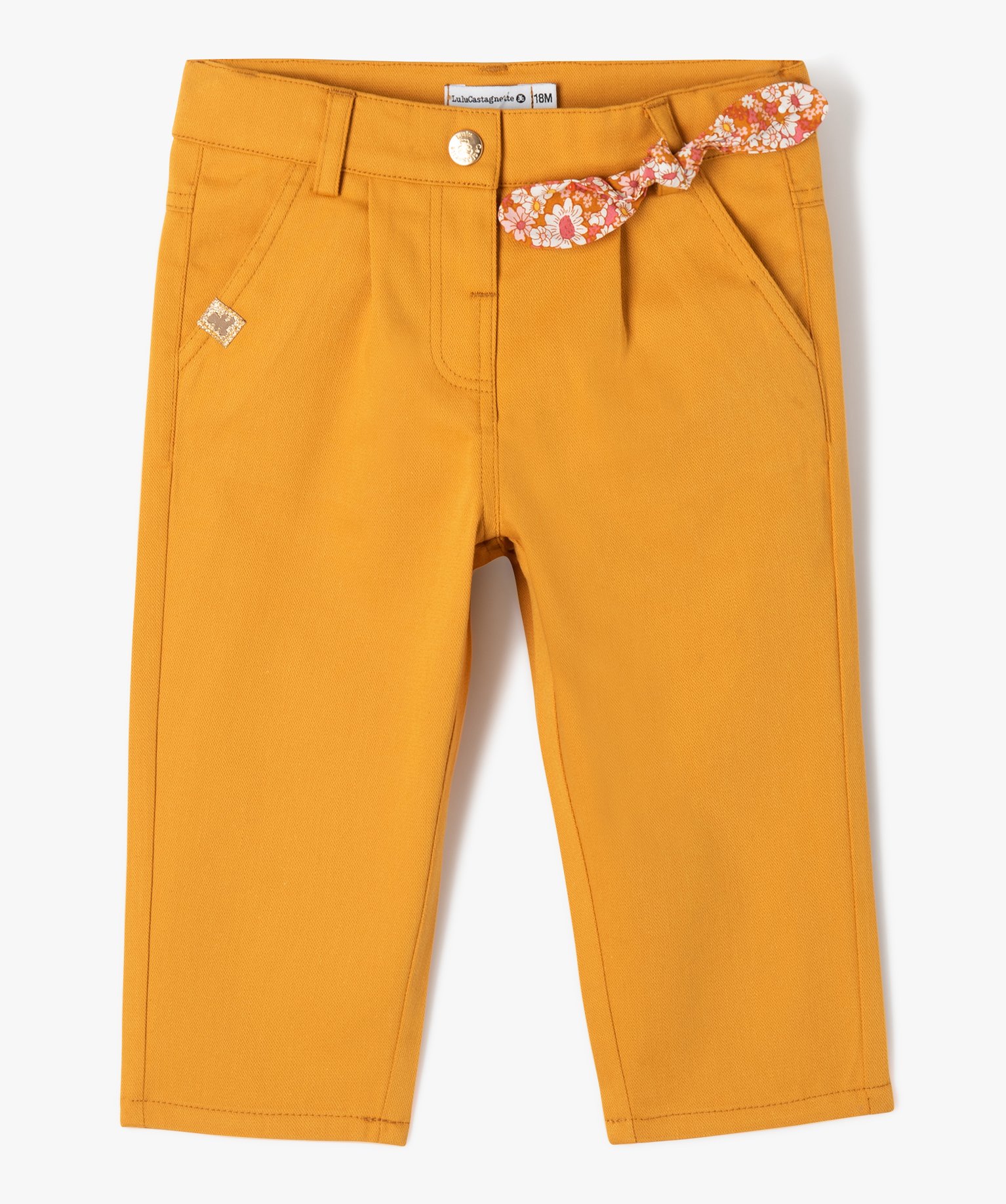 Pantalon carotte en toile bébé fille - LuluCastagnette jaune | GEMO