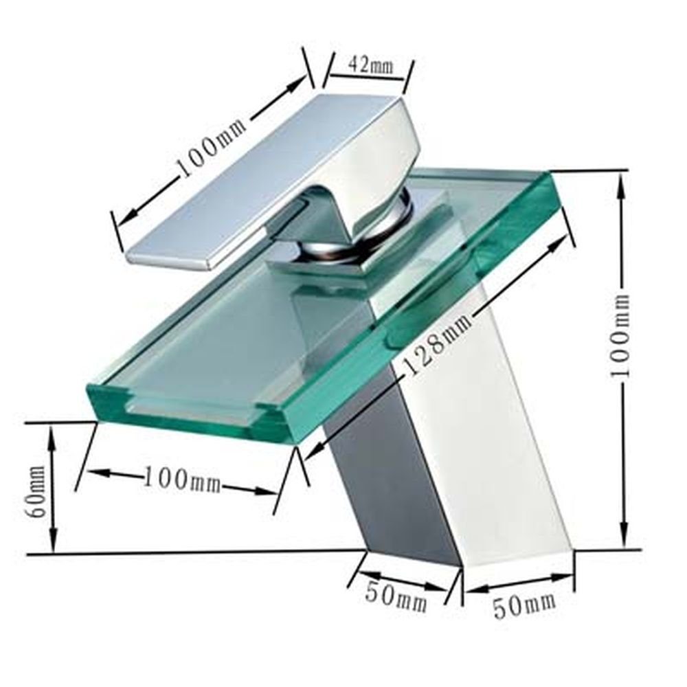 HAC24 Waschtischarmatur Glas Wasserfall Waschbecken Armatur Wasserhahn Messing, Verchromt