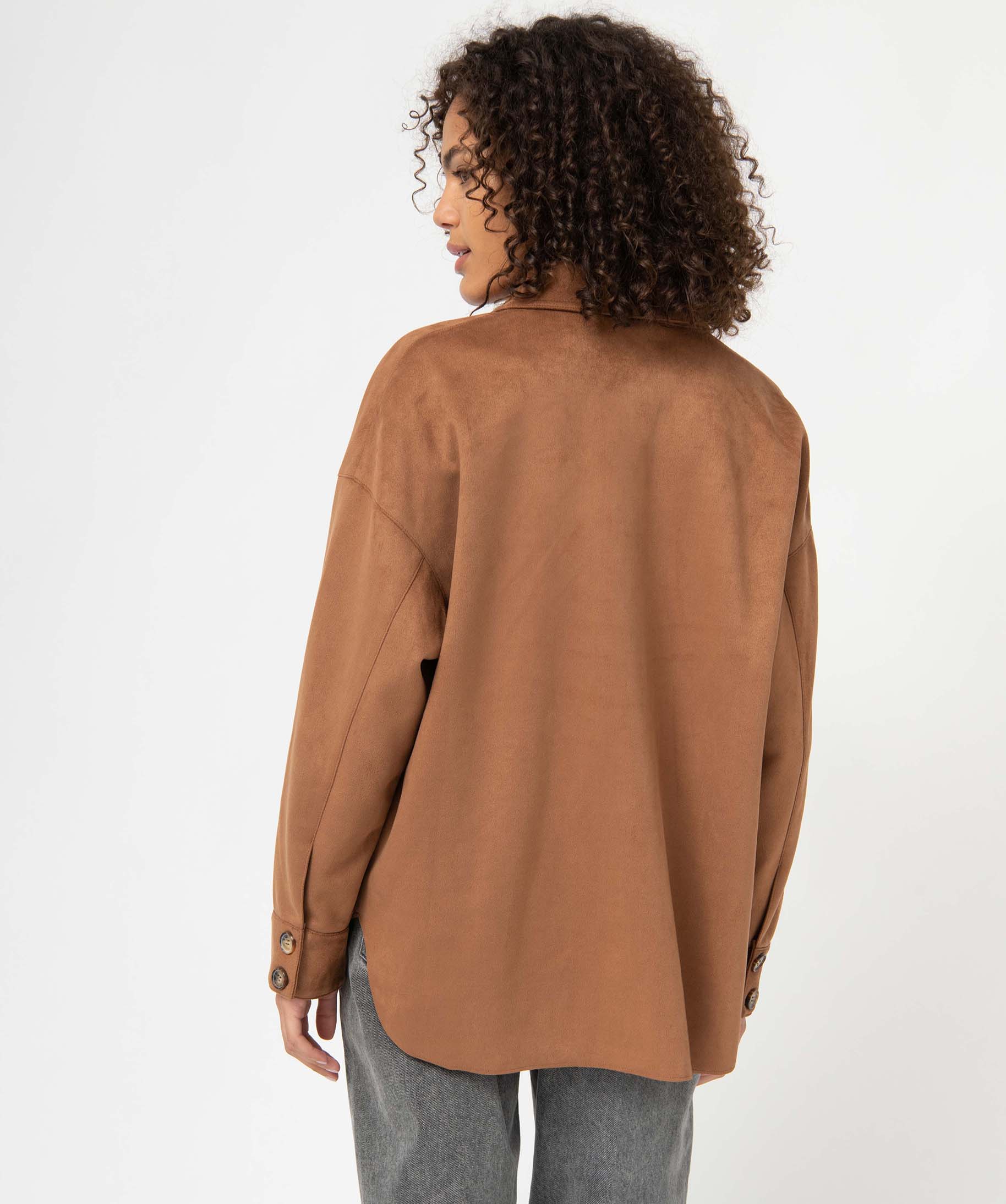Veste femme forme chemise en suédine camel | GEMO
