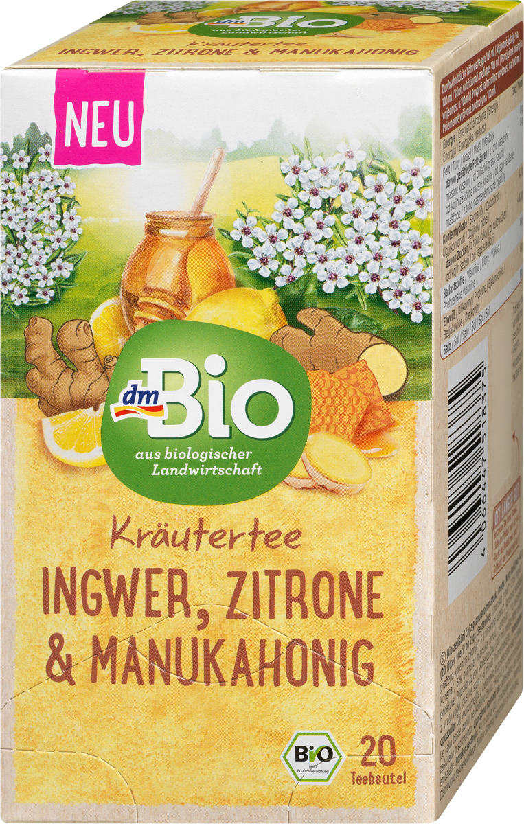 Kräuter-Tee, Ingwer, Zitrone & Manuka (20 x 2g), 40 g