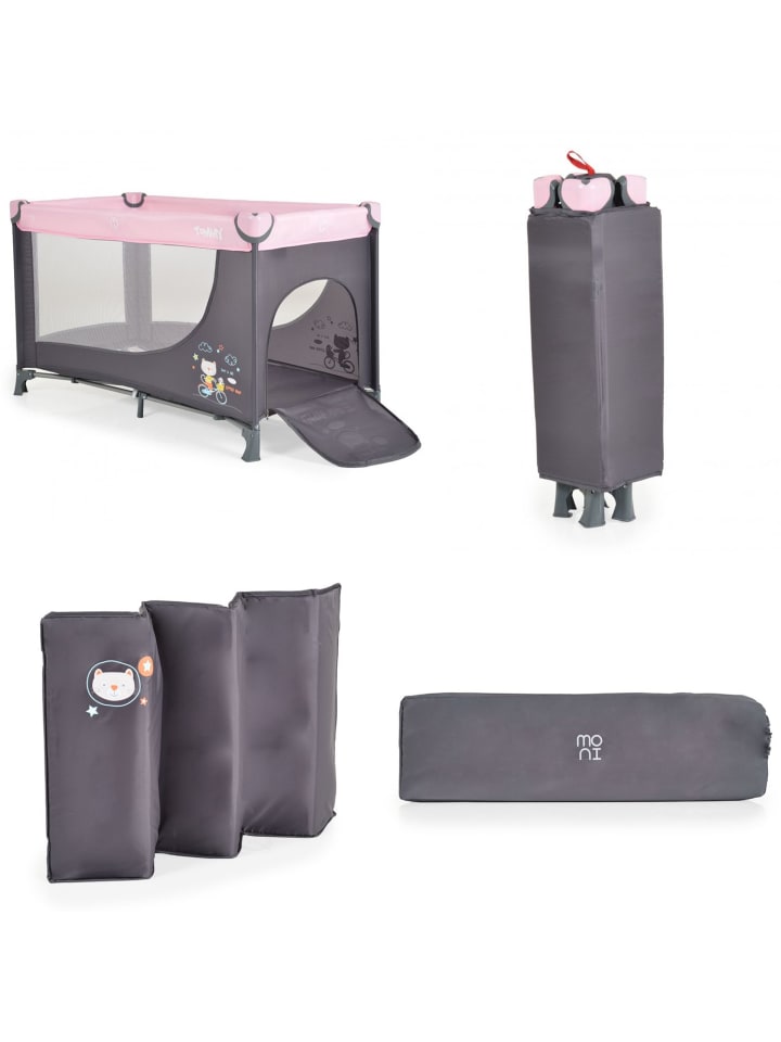 Moni Reisebett Tommy, 2 Ebenen in rosa günstig kaufen 60x120 cm