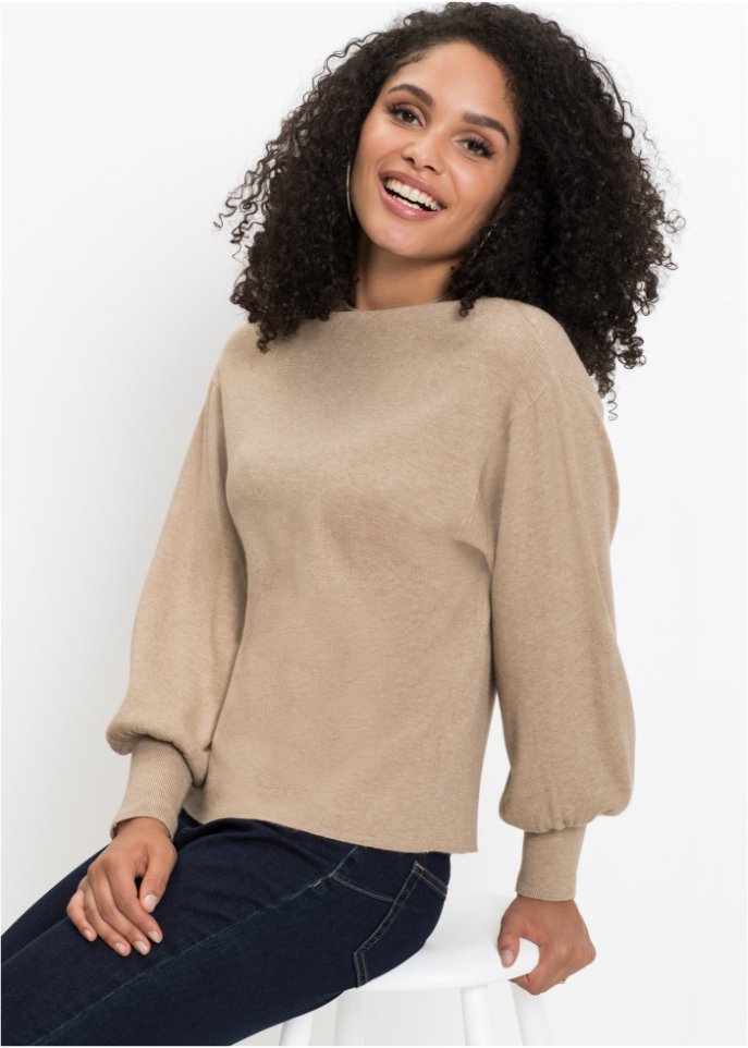 Strickpullover mit Ballonärmeln