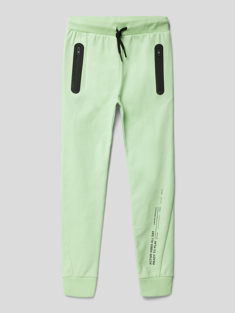 Sweatpants mit Statement-Print in hellgrün