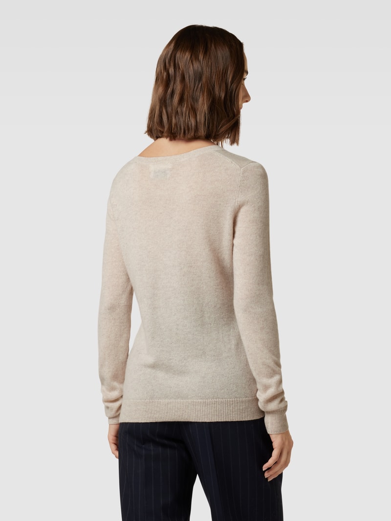Strickpullover aus Kaschmir mit V-Ausschnitt in beige meliert