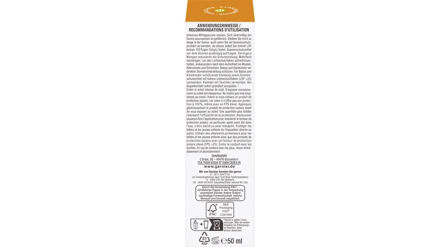Garnier Ambre Solaire Anti-Age Sonnenschutz-Milch LSF50+ 50 ml