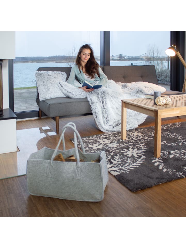 relaxdays 2x Kaminholztasche in Anthrazit - (B)25 x (H)25 x (T)50 cm günstig kaufen onesize
