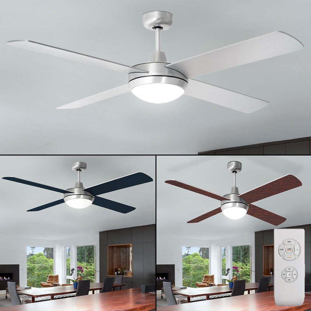 etc-shop Deckenventilator, Deckenventilator mit Beleuchtung und Fernbedienung leise 132cm