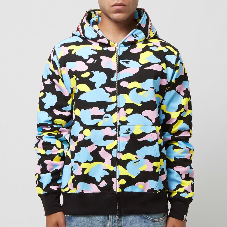 A Bathing Ape New Multi Camo 2nd Shark Full Zip Hooide M Black