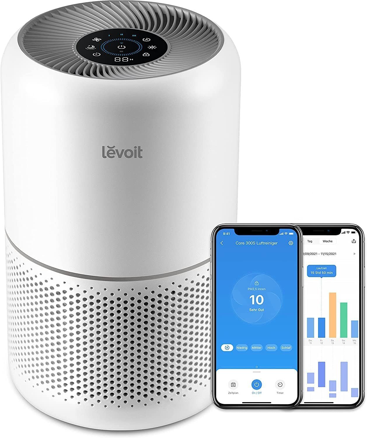 Levoit Luftreiniger Luftreiniger Allergiker mit H13HEPA Filter gegen Schimmel,Staub,Pollen, für 100 m² Räume, Air Purifier Raucherzimmer Luftfilter Zuhause Schlafmode Timer per App