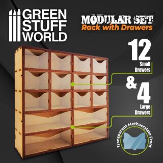 Vertikales MDF-Rack mit Schubladen