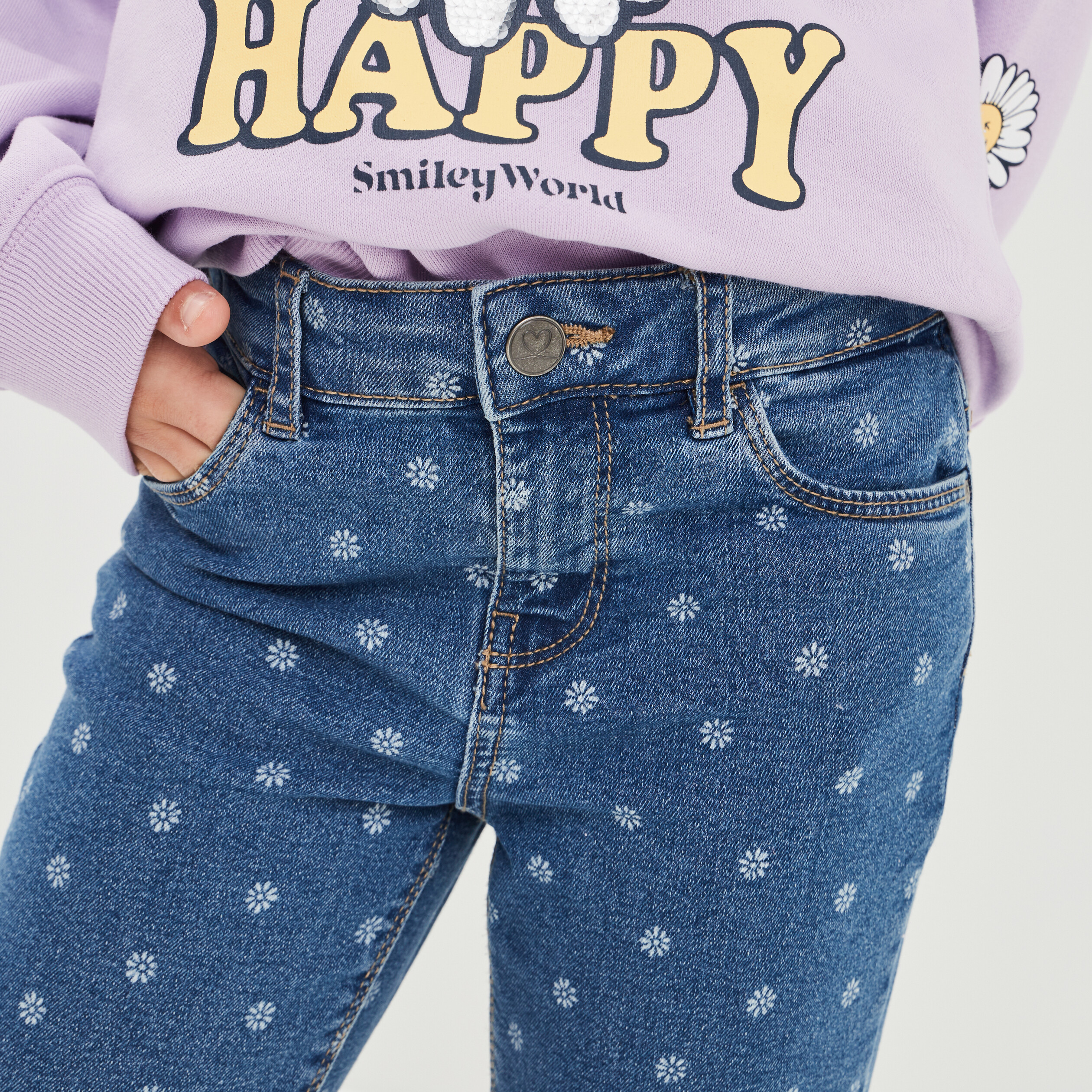 Jeans slim taille ajustable bleu fille | La Halle