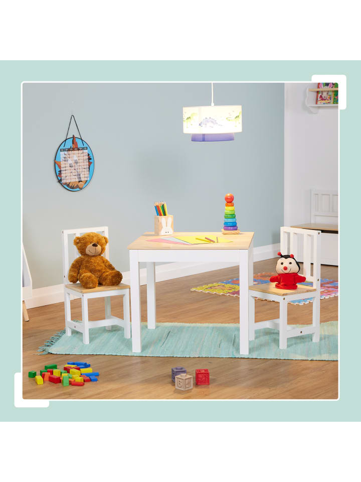 relaxdays 3-tlg. Kindersitzgruppe in Weiß/ Natur günstig kaufen onesize